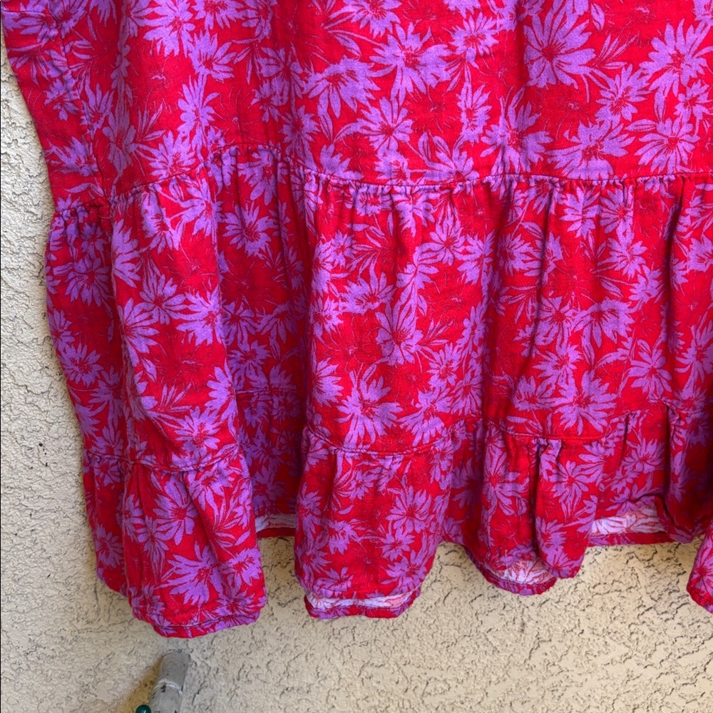 Terra & Sky Red Floral Tie-Neck Short Sleeve Tunic - Picture 5 of 5